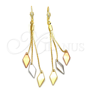 Arete Largo 5.068.005 Oro Laminado, Pulido, Tres Tonos
