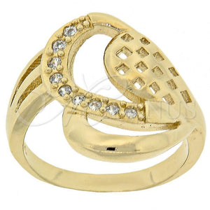 Anillo Multi Piedra 5.174.032.06 Oro Laminado, Diseño de Corazón, con Blanca Zirconia Cubica, Pulido, Tono Dorado (Size 6)