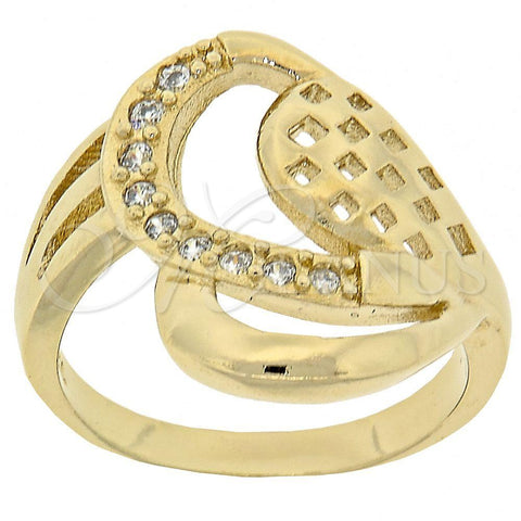 Anillo Multi Piedra 5.174.032.06 Oro Laminado, Diseño de Corazón, con Blanca Zirconia Cubica, Pulido, Tono Dorado (Size 6)