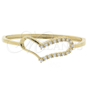Aro Individual 5.230.003 Oro Laminado, Diseño de Corazón, con Blanca Zirconia Cubica, Pulido, Tono Dorado (05 MM Thickness, Size 5 (2.50 Diameter))