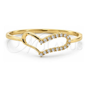 Aro Individual 5.230.003 Oro Laminado, Diseño de Corazón, con Zirconia Cubica Blanca, Pulido, Tono Dorado (Grosor 05 MM, Talla 5 (2,50 de Diámetro))