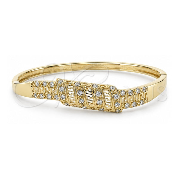 Aro Individual 5.230.004 Oro Laminado, Diseño de Llave Griega, con Zirconia Cubica Blanca, Pulido, Tono Dorado (Grosor 11 MM, Talla 5 (2,50 de Diámetro))