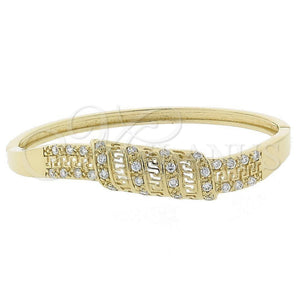 Aro Individual 5.230.004 Oro Laminado, Diseño de Llave Griega, con Blanca Zirconia Cubica, Pulido, Tono Dorado (11 MM Thickness, Size 5 (2.50 Diameter))