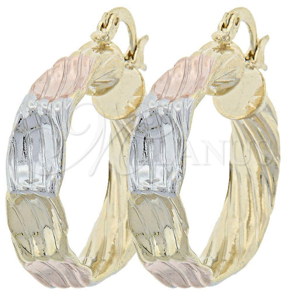 Argolla Mediana 5.143.007 Oro Laminado, Diamantado, Tres Tonos