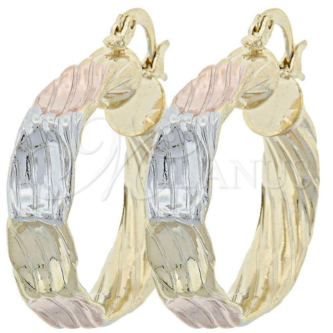 Argolla Mediana 5.143.007 Oro Laminado, Diamantado, Tres Tonos