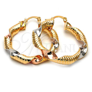 Argolla Mediana 5.143.001.35 Oro Laminado, Diseño de Torcido, Diamantado, Tres Tonos