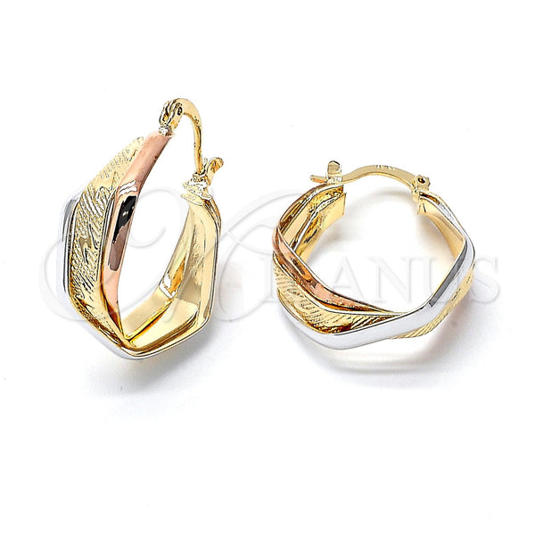 Argolla Mediana 5.155.003.1 Oro Laminado, Diseño de Torcido, Diamantado, Tres Tonos