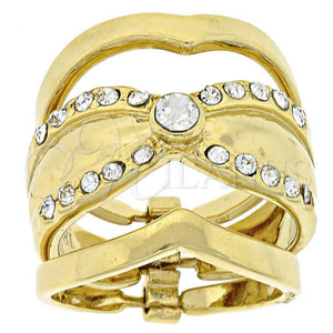 Anillo de Boda 5.164.005.05 Oro Laminado, Diseño de Triple, con Blanca Cristal, Pulido, Tono Dorado (Size 5)