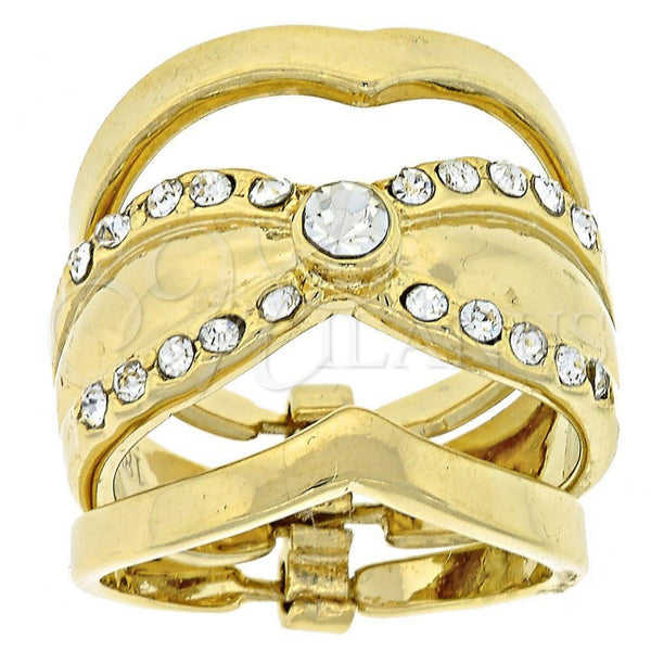 Anillo de Boda 5.164.005.05 Oro Laminado, Diseño de Triple, con Blanca Cristal, Pulido, Tono Dorado (Size 5)