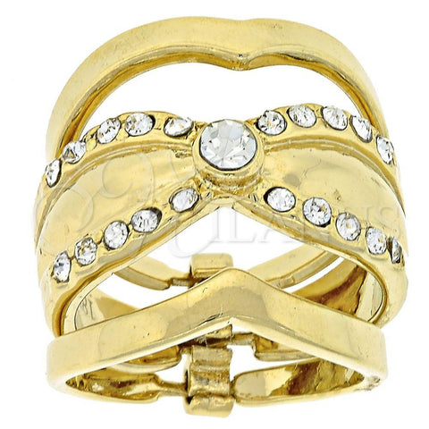 Anillo de Boda 5.164.005.05 Oro Laminado, Diseño de Triple, con Blanca Cristal, Pulido, Tono Dorado (Size 5)