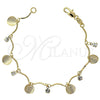 Pulsera de Dije 5.031.003.07 Oro Laminado, con Blanca Zirconia Cubica, Diamantado, Tono Dorado (7 Inches Length)