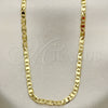 Gargantilla Basica 5.223.017.24 Oro Laminado, Pulido, Tono Dorado (100 Gauge, 04 MM Thickness, 24 Inches Length)