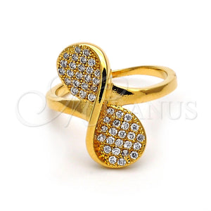 Anillo Multi Piedra 01.156.0001.06 Oro Laminado, Diseño de Arco y Torcido, con Blanca Micro Pave, Pulido, Tono Dorado (Size 6)