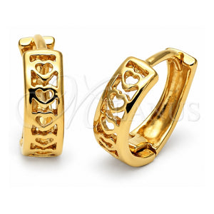 Argolla Huggie 02.97.0006 Oro Laminado, Diseño de Corazón, Pulido, Tono Dorado