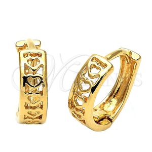 Argolla Huggie 02.97.0006 Oro Laminado, Diseño de Corazón, Pulido, Tono Dorado