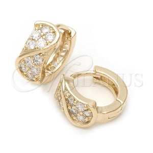 Argolla Huggie 5.130.003 Oro Laminado, con Blanca Zirconia Cubica, Pulido, Tono Dorado