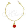 Pulsera de Dije 03.16.0004 Oro Laminado, Diseño de Mariquita, Esmaltado, Tono Dorado (6 Inches Length)