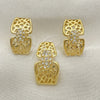 Juego de Arete y Dije de Adulto 10.59.0014 Oro Laminado, con Blanca Cristal, Pulido, Tono Dorado