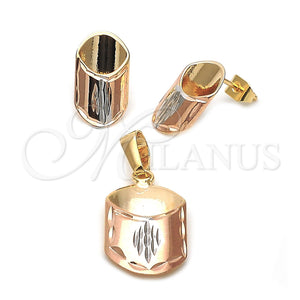 Juego de Arete y Dije de Adulto 10.65.0537 Oro Laminado, Pulido, Tres Tonos