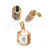 Juego de Arete y Dije de Adulto 10.65.0537 Oro Laminado, Pulido, Tres Tonos