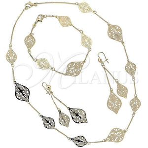 Collar, Pulsera y Dije 06.91.0005 Oro Laminado, Diseño de Oja, Pulido, Tono Dorado