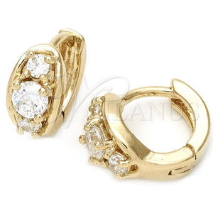 Argolla Huggie 5.130.006 Oro Laminado, con Blanca Zirconia Cubica, Pulido, Tono Dorado