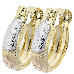 Argola de Niño 02.21.0231 Oro Laminado, Diamantado, Tres Tonos