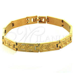Pulsera Solida 03.102.0004 Oro Laminado, Diamantado, Tono Dorado (08 MM Thickness, 8 Inches Length)