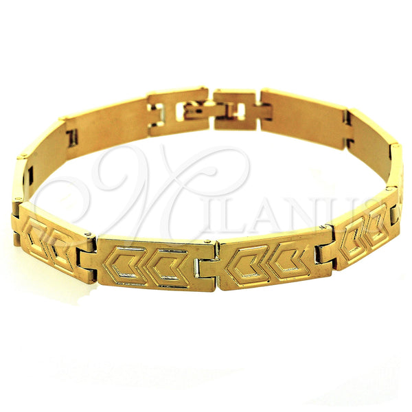 Pulsera Solida 03.102.0004 Oro Laminado, Diamantado, Tono Dorado (08 MM Thickness, 8 Inches Length)