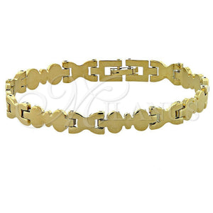 Pulsera Solida 03.102.0006 Oro Laminado, Diamantado, Tono Dorado (08 MM Thickness, 8 Inches Length)