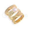 Anillo de Boda 01.91.0049.05 Oro Laminado, con Blanca Zirconia Cubica, Diamantado, Tono Dorado (Size 5)