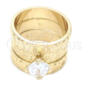 Anillo de Boda 01.91.0049.05 Oro Laminado, con Blanca Zirconia Cubica, Diamantado, Tono Dorado (Size 5)