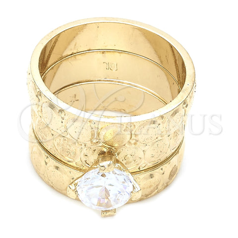 Anillo de Boda 01.91.0049.05 Oro Laminado, con Blanca Zirconia Cubica, Diamantado, Tono Dorado (Size 5)