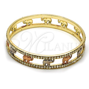 Aro Individual 03.53.0003.05 Chapa de Oro, Diseño de Elefante, con Blanca Zirconia Cubica, Pulido, Tres Tonos (12 MM Thickness, Size 5 (2.50 Diameter))