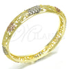 Aro Individual 03.53.0006.05 Chapa de Oro, Diseño de Corazón, Diamantado, Tres Tonos (13 MM Thickness, Size 5 (2.50 Diameter))