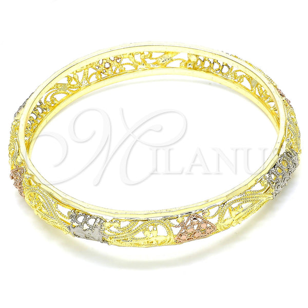 Aro Individual 03.53.0006.05 Chapa de Oro, Diseño de Corazón, Diamantado, Tres Tonos (13 MM Thickness, Size 5 (2.50 Diameter))