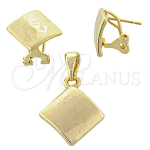 Juego de Arete y Dije de Adulto 5.053.012 Oro Laminado, Diseño de Jesus, Pulido, Tono Dorado