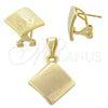 Juego de Arete y Dije de Adulto 5.053.012 Oro Laminado, Diseño de Jesus, Pulido, Tono Dorado
