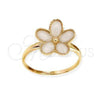 Anillo Multi Piedra 01.65.1016.08 Oro Laminado, Diseño de Flor, con Onix Negro Opal, Pulido, Tono Dorado (Size 8)