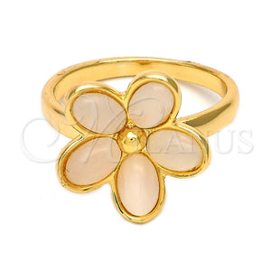 Anillo Multi Piedra 01.65.1016.08 Oro Laminado, Diseño de Flor, con Onix Negro Opal, Pulido, Tono Dorado (Size 8)