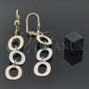Arete Largo 5.104.007 Oro Laminado, Diamantado, Tres Tonos