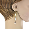 Arete Largo 5.095.016 Oro Laminado, Diamantado, Tres Tonos
