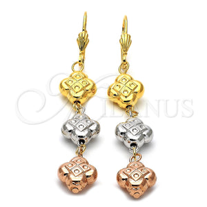 Arete Largo 5.114.015 Oro Laminado, Diamantado, Tres Tonos