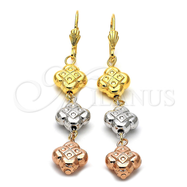 Arete Largo 5.114.015 Oro Laminado, Diamantado, Tres Tonos