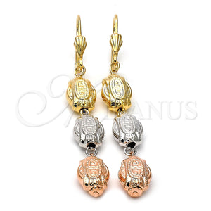 Arete Largo 5.116.016 Oro Laminado, Diamantado, Tres Tonos