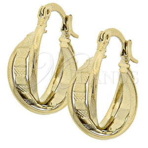 Argolla Pequeña 5.156.012 Oro Laminado, Diseño de Torcido, Diamantado, Tono Dorado