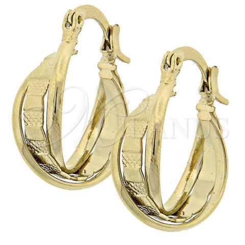 Argolla Pequeña 5.156.012 Oro Laminado, Diseño de Torcido, Diamantado, Tono Dorado