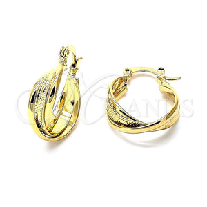 Argolla Pequeña 5.159.007 Oro Laminado, Diseño de Torcido, Diamantado, Tono Dorado