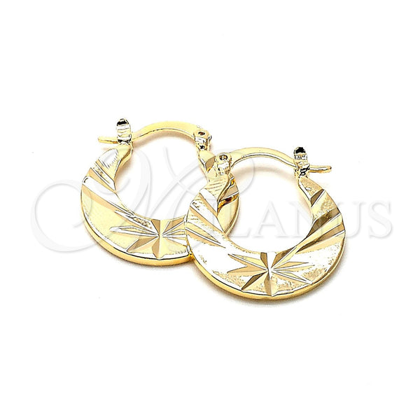 Argolla Pequeña 5.157.031 Oro Laminado, Diseño de Flor, Diamantado, Tono Dorado