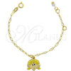 Pulsera de Dije 03.16.0009 Oro Laminado, Diseño de Niñita Pequeña y Niñita Pequeña, con Blanca Cristal, Esmaltado Amarillo, Tono Dorado (6 Inches Length)